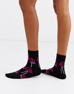 Носки до щиколотки с неоновым принтом фламинго розового цвета ASOS DESIGN-Мульти