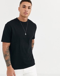 Черная свободная футболка из органического хлопка с круглым вырезом ASOS DESIGN-Черный