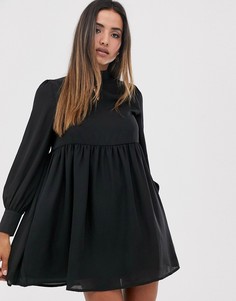 Свободное платье с высоким воротом и вырезом капелькой Fashion Union-Черный