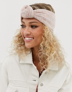 Розовая ажурная повязка на голову с узлом ASOS DESIGN-Розовый