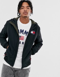 Дутая нейлоновая куртка с капюшоном и логотипом Tommy Jeans-Черный