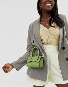 Сумка с закругленным клапаном и съемным ремешком ASOS DESIGN-Зеленый