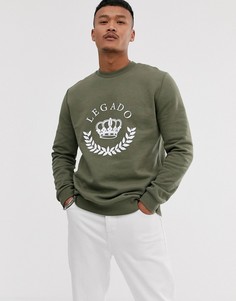Свитшот хаки с принтом ASOS DESIGN-Зеленый