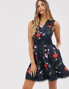 Приталенное платье с принтом Ted Baker Mayo-Темно-синий