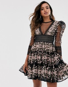 Платье мини с вышивкой Bronx & Banco Мegan-Черный