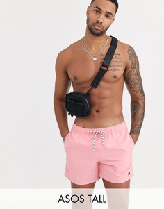 Розовые короткие шорты для плавания с контрастным шнурком ASOS DESIGN Tall-Розовый