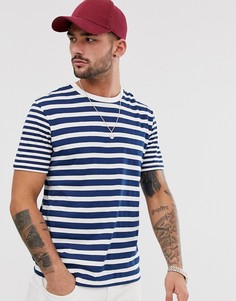 Бело-синяя футболка из органического хлопка в полоску Burton Menswear-Белый