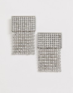 Серебристые серьги с бахромой из кристаллов ASOS DESIGN-Серебряный