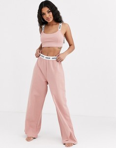 Комплект для дома из кроп-топа и широких брюк ASOS DESIGN-Бежевый