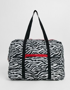 Складная сумка с зебровым принтом ASOS DESIGN-Мульти