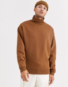 Коричневый oversize-свитшот с воротником-воронкой ASOS DESIGN