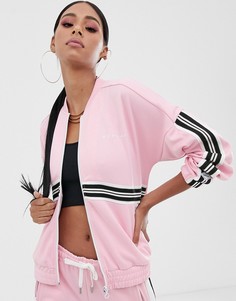 Розовая спортивная куртка с полосками и логотипом Replay-Розовый
