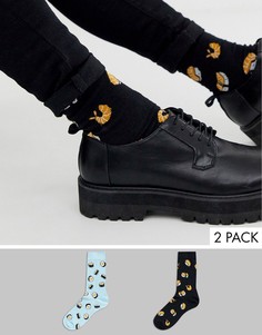 2 пары носков с принтом ASOS DESIGN - скидка-Мульти