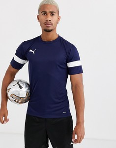 Темно-синяя футболка с короткими рукавами и белыми вставками Puma - Football эксклюзивно для ASOS-Темно-синий
