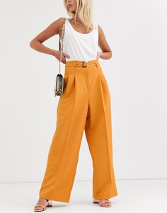 Брюки с широкими штанинами и складками ASOS DESIGN-Оранжевый