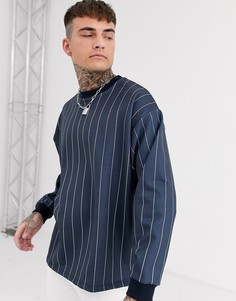 Темно-синий oversize-свитшот в тонкую полоску ASOS DESIGN