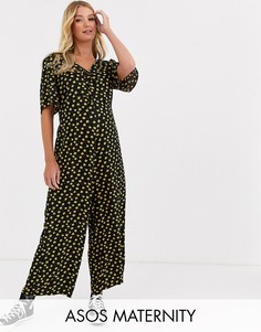 Комбинезон с цветочным принтом и двумя завязками ASOS DESIGN Maternity-Мульти