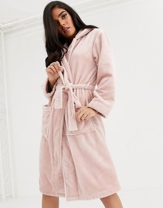 Светло-розовый флисовый халат с капюшоном Lindex Astrid