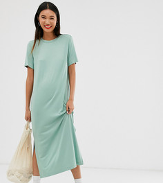 Шалфейно-зеленое платье-футболка миди Monki-Зеленый