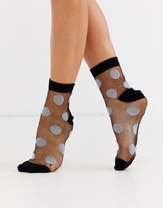 Сетчатые носки в горошек ASOS DESIGN-Черный
