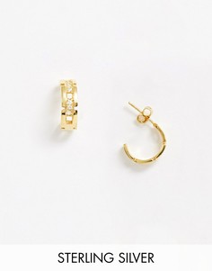 Серьги-кольца из позолоченного серебра с кристаллами ASOS DESIGN-Золотой
