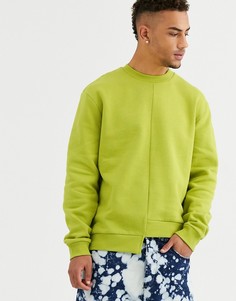 Свободный свитшот со вставками и асимметричным краем ASOS DESIGN-Зеленый