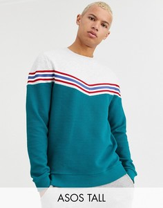 Свитшот с шевронообразной вставкой колор блок ASOS DESIGN Tall-Зеленый