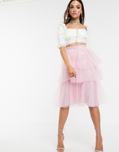 Розовая ярусная сетчатая юбка Missguided-Розовый