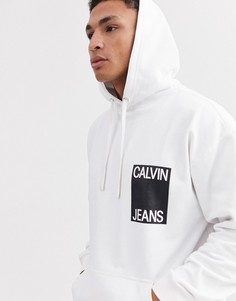 Худи с логотипом на груди Calvin Klein-Белый