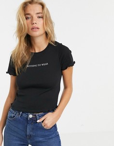 Черная футболка с надписью \nothing to wear\" New Look-Черный