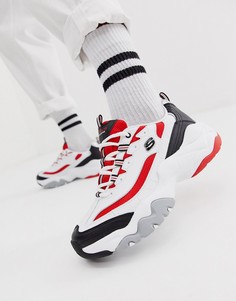 Кроссовки на массивной подошве с красной и белой отделкой Skechers Dlites 3.0-Белый