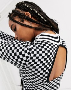 Трикотажное платье мини в клетку с открытой спиной ASOS DESIGN-Мульти