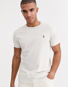 Бежевая меланжевая футболка с логотипом Polo Ralph Lauren-Бежевый