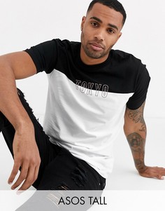 Футболка колор блок с вышивкой на груди ASOS DESIGN Tall-Белый
