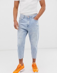 Свободные голубые джинсы Bershka-Синий