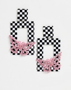 Серьги с оригинальным дизайном и бабочками ASOS DESIGN-Мульти