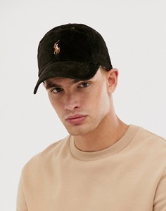 Коричневая вельветовая бейсболка с логотипом Polo Ralph Lauren-Коричневый