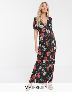Платье макси с цветочным принтом и завязкой ASOS DESIGN Maternity-Мульти
