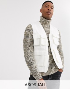 Светло-бежевый жилет в стиле милитари ASOS DESIGN Tall-Кремовый