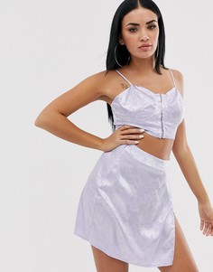 Сиреневый жаккардовый кроп-топ из комплекта с застежкой на крючки Missguided-Фиолетовый