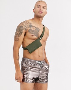 Серые шорты для плавания металлик в спортивном стиле ASOS DESIGN-Серый