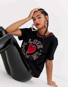 Футболка с вышитым логотипом Love Moschino campus-Черный
