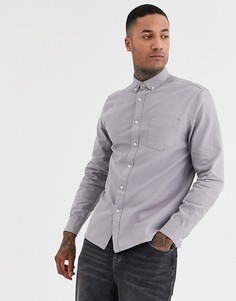 Серая рубашка с длинными рукавами Topman-Серый