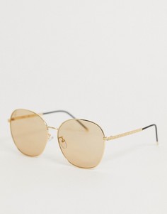 Круглые солнцезащитные очки в золотистой оправе Jeepers Peepers-Золотой