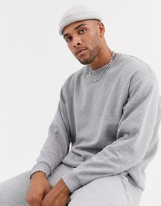 Серый меланжевый длинный oversize-свитшот ASOS DESIGN