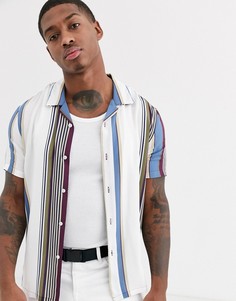 Белая рубашка в полоску с короткими рукавами Topman-Розовый