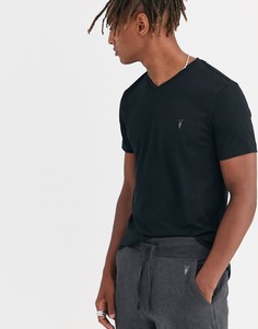 Черная футболка с V-образным вырезом и логотипом AllSaints Tonic-Черный