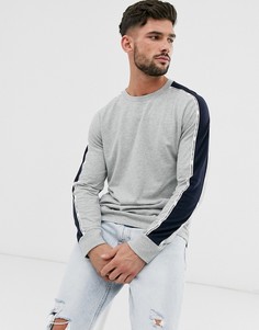 Серый лонгслив с логотипом на ленте Abercrombie & Fitch