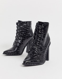Черные ботинки на каблуке Missguided-Черный