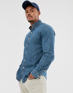Приталенная джинсовая рубашка с логотипом Polo Ralph Lauren-Синий